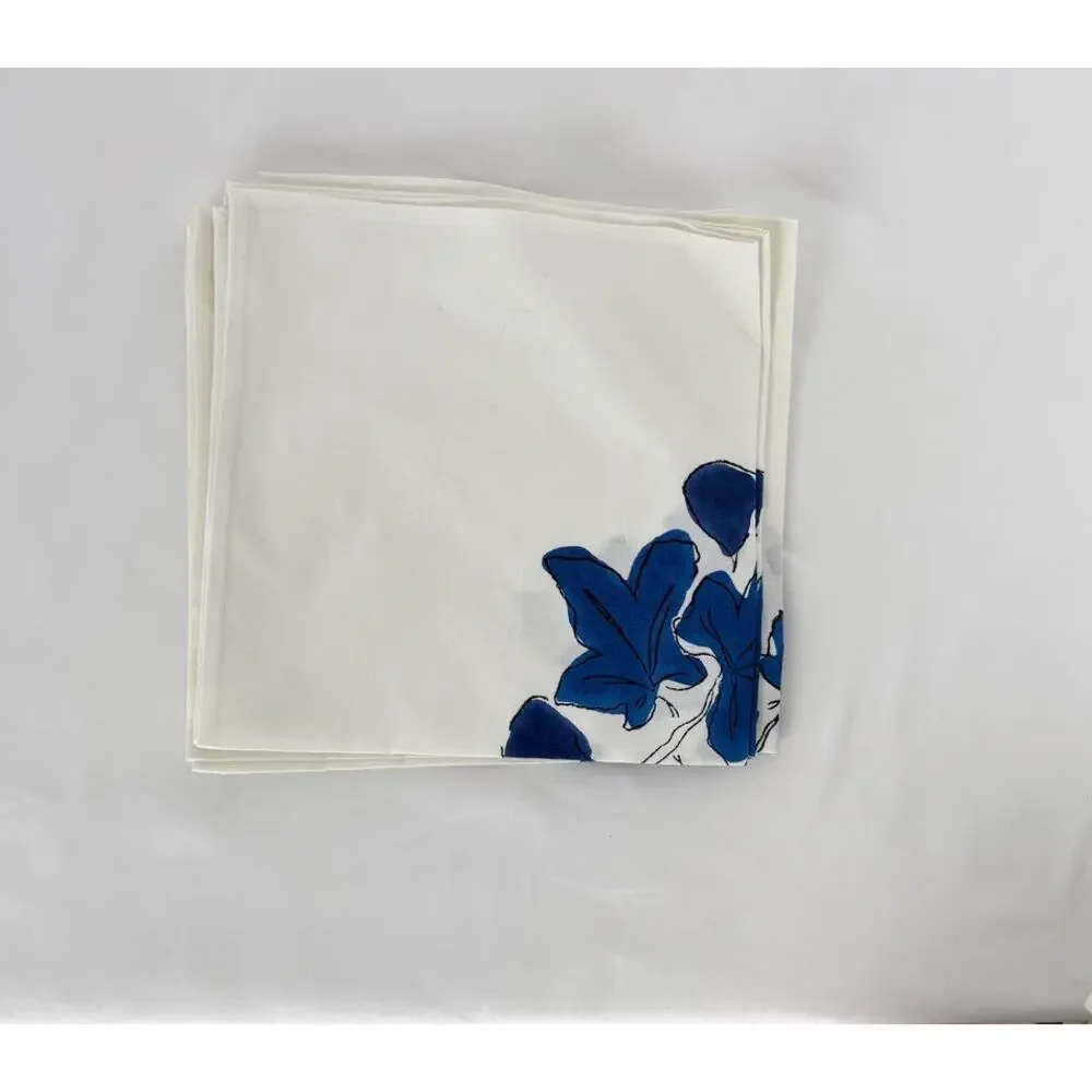 Daydress x Scribble And Daub Set Of 6 Fig Napkins Cobalt Blue New Cotton